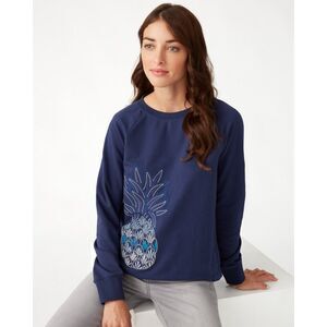 Tommy Bahama Icon Pineapple Embroidered Sweatshirt Blue Crew Neck Pullover M